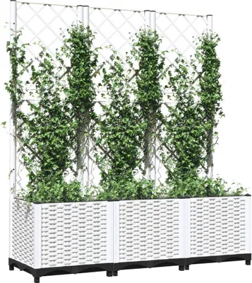 Produktbild von Stabli Pflanzkübel mit Rankgitter Weiß 120x40x136cm PP - DE598603 - Beete