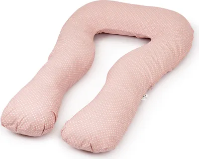 Obrázok produktu pre Tehotenský vankúš ružový s bodkami v tvare U