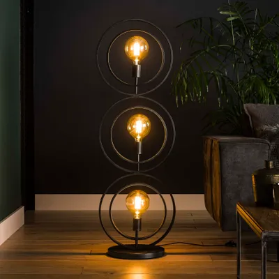 Produktbild von Hoyz - Industrielle Stehlampe - 3 Lampen - Umdrehen - Schwarz