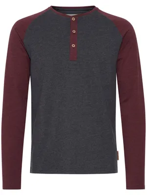 Produktbild von INDICODE IDWinston Herren Longsleeve Langarmshirt Shirt mit Grandad-Ausschnitt Baseball-Look
