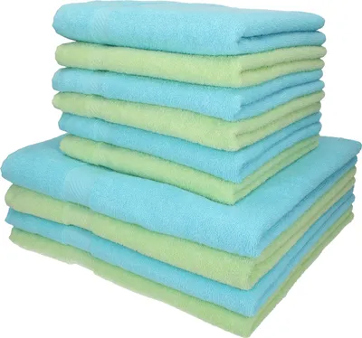 Produktbild von Betz 10-tlg. Handtuch-Set PALERMO - 4 Liegetücher 6 Handtücher 100% Baumwolle Farbe: grün und türkis
