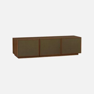 Produktbild von sweeek - TV-Möbel 3 Türen Holzdekor und Stoff 180cm - Nussbaumfarben