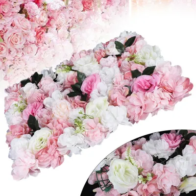 Zdjęcie produktu dla 12 sztuk Sztuczna ściana kwiatowa Zestaw 40 * 60 cm Jedwabne kwiaty Kolumna Sztuczna ściana kwiatowa Róża Mata ścienna do trawnika DIY Ślub Urodziny Impreza plenerowa Rekwizyty ukończenia tła Dekoracja