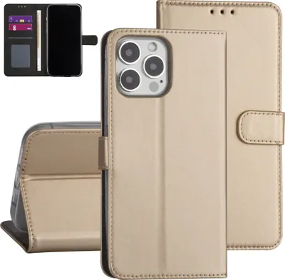 Produktbild von iPhone 13 Pro Max Book type case - Gold - Card holder - Magnetic closure