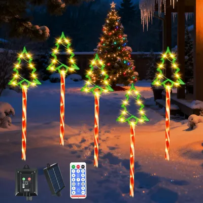 Solar-Lichterkette 8 Modi, 5-in-1, 600 cm, mit Fernbedienung, Weihnachtsmotiv