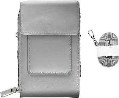 Produktbild von Avizar, Smartphone-Schultertasche aus Kunstleder mit Schulterriemen (130cm), Grau