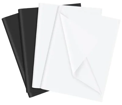 Image de Papier d'emballage, papier de soie, 35 x 50 cm, blanc et noir, 60 feuilles