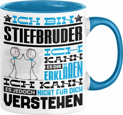Produktbild von Stiefbruder Geschenk Kaffee-Tasse Geschenkidee für Stiefbruder Ich Bin Stiefbruder Ich Kann Es Dir Erklären Jedoch Nicht Für Dich Verstehen Spruch Lustig (Blau)