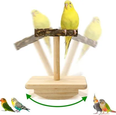 Produktbild von Naturholz Vogelstange - Trainings- & Puzzle-Spielzeug - Plattform & Spielplatz - für Papageien, Conure, Falkenpapageien