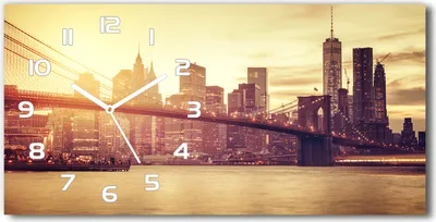 Produktbild von Wanduhr aus Glas – 60x30 cm - Glasbild - Glasuhr - Gehärtetes Glas - weisse-zeiger - Manhattan New York