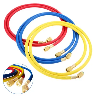Produktbild von 1,5m kältemittelleitung, R134A-Füllschlauch R410A HVAC Klimaanlage Kältemittelschläuche, AC Ladeschlauch-Set 60" 1/4" SAE 800 PSI für R134A R12 R22
