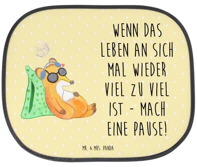 Produktbild von Mr. & Mrs. Panda Hitzeschutz Auto Fuchs  Neurodiversität - Gelb Pastell - Geschenk, Sonnenschutz Fürs, Fatigue, PEM, für Autoscheiben, Sonnenblende, Seitenscheibe