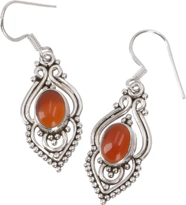 Produktbild von Boho Silberohrring, Indische Silberrohrringe - Karneol, Silber-Farben, SterlingSilber, 3*1,5*0,7 cm, Silberohrringe