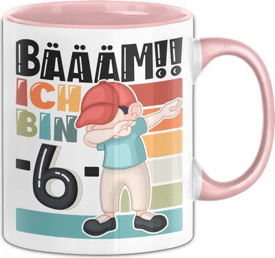Produktbild von 6. Geburtstag Geschenk Tasse Becher Jungen Geburtstagsgeschenk Sohn Bäääm Ich Bin 6 (Rosa)