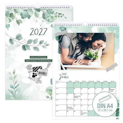 Produktbild von DIY Foto-Kalender 2027 A4 Eukalyptus Botanical Bastelkalender 250gRingbindung Wandkalender