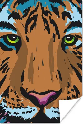 Produktbild von MuchoWow® Poster Tiger - Farbe - Augen 40x60 cm - Plakate für die Wand - Poster Babyzimmer