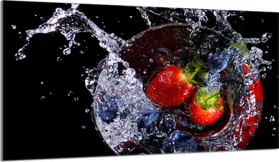Produktbild von Herdabdeckplatte 90x52 Glaskeramikkochfeld Abdeckung Spritzschutz Glasplatte Deko Schneidebrett, Erdbeeren Schwarz