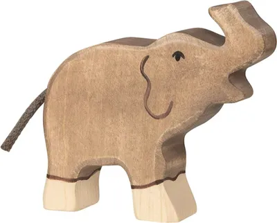 Image de Holztiger Éléphant en bois petit tronc vers le haut