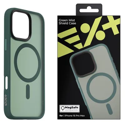 Immagine prodotto di Custodia protettiva per smartphone, cover posteriore con tecnologia MagSafe, robusta, colore verde, compatibile con iPhone 16 Pro Max