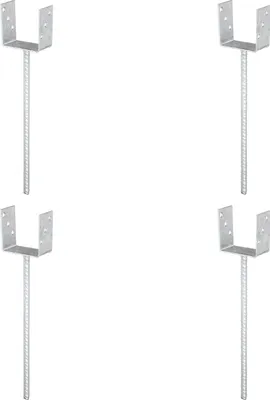 Produktbild von Alberts 4 x U-Pfostenträger, Riffelstahl-Betonanker, 101x101 mm, Betonanker 400 mm, feuerverzinkt, zum Einbetonieren