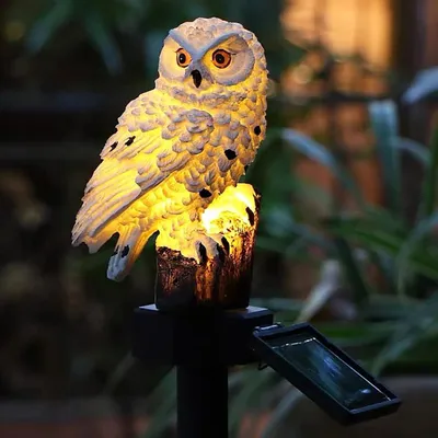 Produktbild von LED Solarleuchte, Solarlaterne für Außen, Solarlampen, Solar Eule Gartendeko, Wasserdicht, Gartenfiguren, Gartenstatuen, für Draußen Balkon Veranda