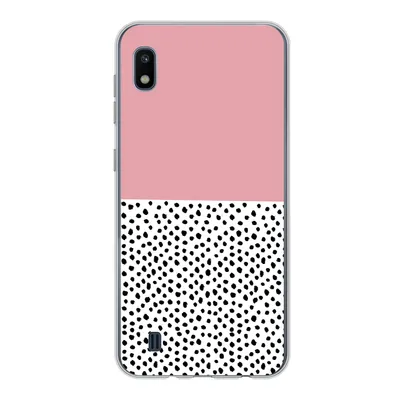 Produktbild von MuchoWow® Handyhülle Schutzhülle Hülle für Samsung Galaxy A10 Polka dots - Schwarz - Rosa Silikon Softcase Handy Hülle - Schutzhülle
