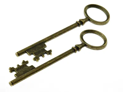 Produktbild von Vintageparts Schlüssel-Anhänger Metall antik bronzefarben 80 mm für Ketten und Schlüsselanhänger, 2 Stück