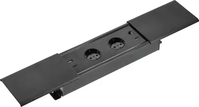 Produktbild von GTV Möbelsteckdose PRESTINO, 2x Schuko, 1x USB A, 1x USB C, 1x RJ45, 1x HDMI, 1,5m, Schwarz