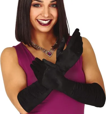 Produktbild von Schwarze Abendhandschuhe 1920er Retro 40cm
