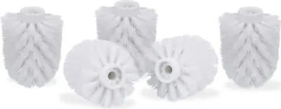 Produktbild von Relaxdays Toilettenbürstenkopf Ersatz-Set, 5 Stück, 9,5 mm Gewinde, 8 cm Durchmesser, Kunststoff, Weiß-Schwarz, für KLAAS, GLASS, WIMEDO, oval, PIERRE und CURVY WC-Garnituren, stabile Borsten