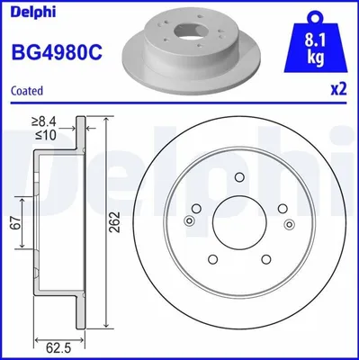 Produktbild von 2x DELPHI Bremsscheibe BG4980C für SSANGYONG Korando SUV (CK) ACTYON SPORTS II