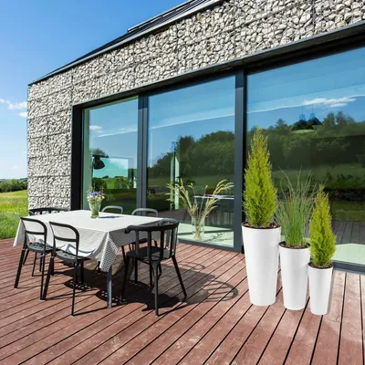 Produktbild von 3x Blumentopf mit Einsatz Übertopf Pflanzenkübel Tubus Slim Shine