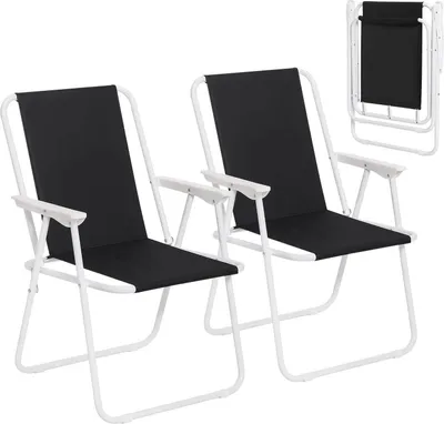 Produktbild von WOLTU Campingstuhl Faltbar, 2er Set, Faltstuhl Klappstuhl Komfortable, Angelstuhl Ultraleichter mit Armlehnen für Picknick, Outdoor, Wandern, Garten, Balkon, Schwarz