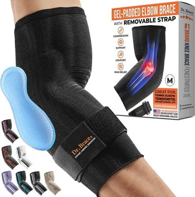 Produktbild von Famanu Ellenbogenbandage mit Gelpolster - Atmungsaktive Kompressionsmuffe für Tennis- und Golferellenbogen