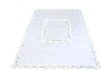 Immagine prodotto di Tovaglia, elegante tovaglia con guipure, bianca, ovale, 2100 140x220