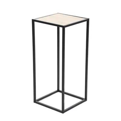 Produktbild von Blumenständer Pflanzenständer Pflanzenhalter Pflanzentreppe Blumenregal ROH Metall Blumenbeet schwarz 27x27x60 cm HOMLA