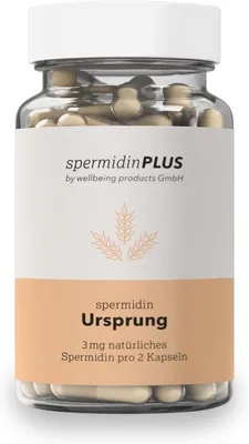 Produktbild von spermidinPLUS | Spermidin Kapseln Ursprung - 3,0 mg Spermidin in reiner Apothekenqualität | Natürlicher Weizenkeimextrakt | hochdosiert & vegan