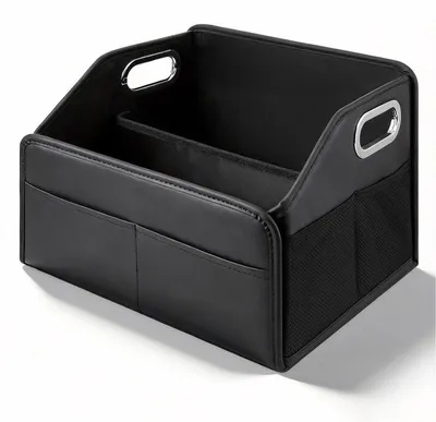 Productafbeelding van Opvouwbare kofferorganizer met metalen handgrepen en een netzak, afmetingen 32x29x23 cm, van leer