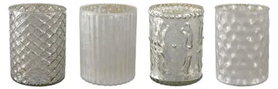 Produktbild von Glas-Teelicht 10cm. 4 Stück. Teelichtglas teilw. verspiegelt Silber
