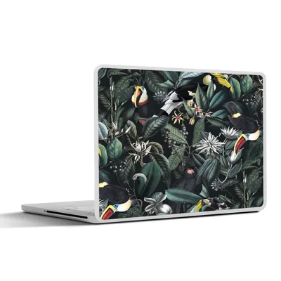 Produktbild von MuchoWow® Laptop Aufkleber Sticker Cover Blumen - Tukan - Blätter 32.5x23.5 cm - Sticker für Laptop - Selbstklebend