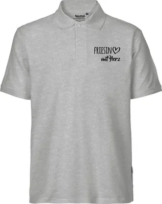 Produktbild von Huuraa Herren Polo Shirt Friesin mit Herz S Sport Grey Bio Baumwolle Fairtrade Poloshirt Geschenkidee