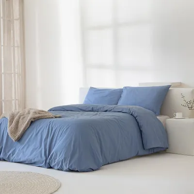 Productafbeelding van Kussensloop van perkal katoen, 200 x 200 cm, blauw, voor de slaapkamer