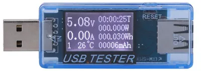 Produktbild von Digitales USB-Spannungs- und Strommessgerät (8-in-1-Detektor, 0šC5 A, 0šC150 W, 4šC30 V, blau)