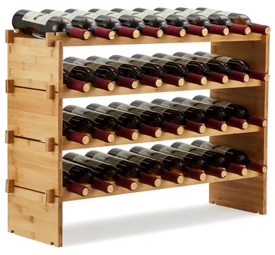 Obrázek produktu pro GarveeHome – Regál na víno, bambusový, stohovatelný, stojan na lahve