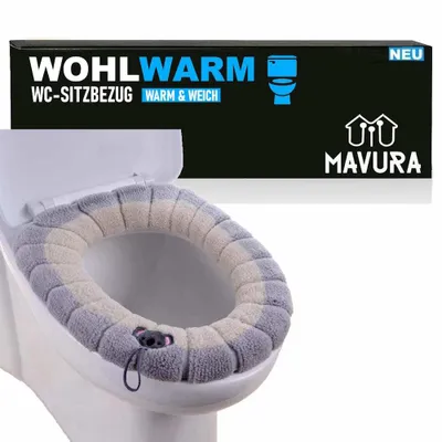 Image de WOHLWARM Housse de siège de WC Housse de siège de WC Housse de siège de WC Housse de couvercle Chauffe-fesses doux & lavable
