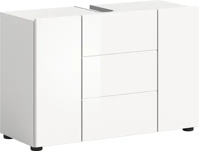 Produktbild von Waschbeckenunterschrank >Vira< in Weiß Hochglanz - 82x56x34cm (BxHxT)