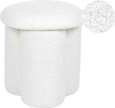 Produktbild von BELIANI Puf okrągły złamana biel materiał boucle ø 40 x 45 cm siedzisko podnóżek w kształcie grzybka nowoczesny minimalistyczny salon sypialnia