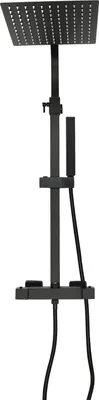Obrázek produktu pro Sprchový systém s termostatem Sprchová hlavice 25x25cm Dešťová sprcha s kohoutkem černá