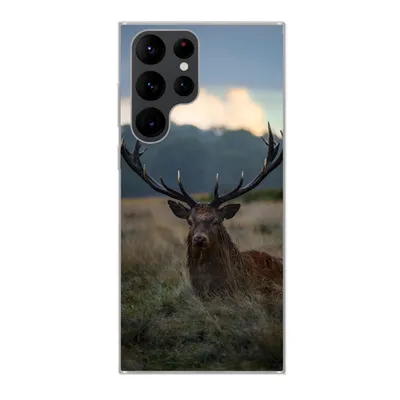 Produktbild von MuchoWow® Handyhülle Schutzhülle Hülle für Samsung Galaxy S22 Ultra Hirsch - Wiese - Geweih Silikon Softcase Handy Hülle - Abbildung