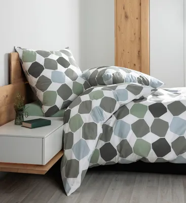 Produktbild von Janine Design Mako-Satin-Bettwäsche-Garnitur J. D. 87106 Farbe grün Größe 135x200+80x80